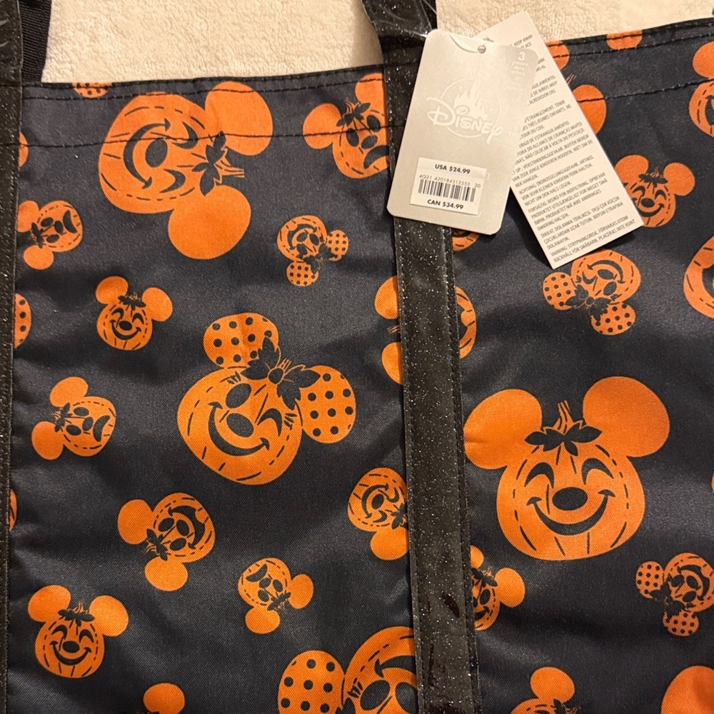 Disney Black and Orange Mickey Pumpkin Tote